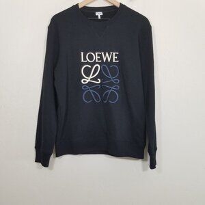 Loewe Cotton Anagram Embroidered Sweatshirt Pullover Black Size S